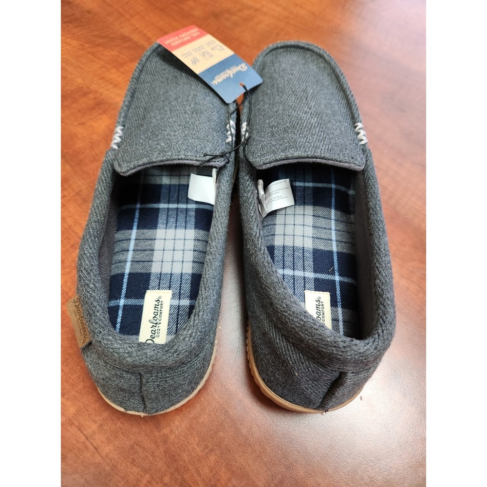 Dearfoam Men's Moccasin Slippers Herringbone Gel Memory Foam Size XL (13-14) NWT - Picture 4 of 4